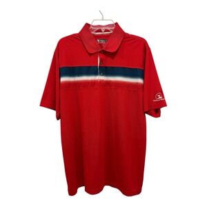 Pebble Beach‎ Polo Mens Large Red White Blue Dry Luxe Performance Golf Shirt
